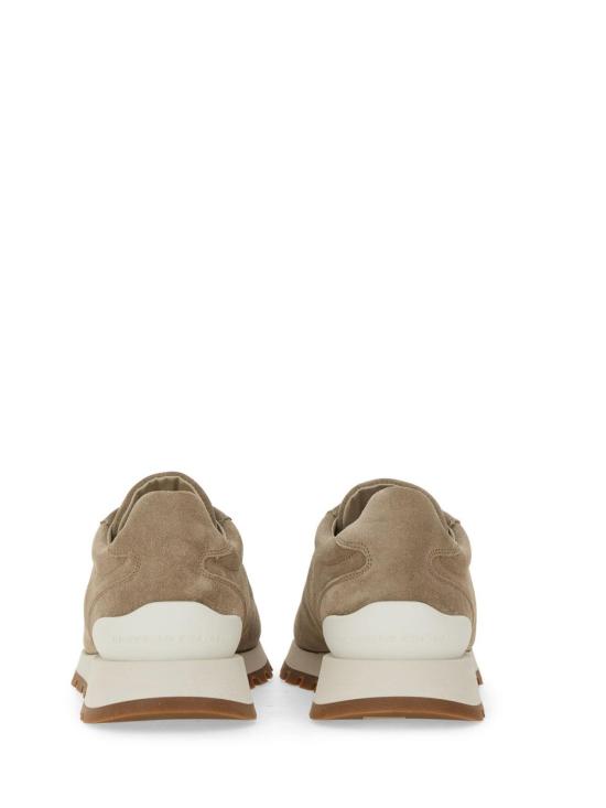 26FW 브루넬로 쿠치넬리 샤이니 탭 디테일 스웨이드 러닝 스니커즈 MZSFG2110PC5859 BEIGE - BRUNELLO CUCINELLI