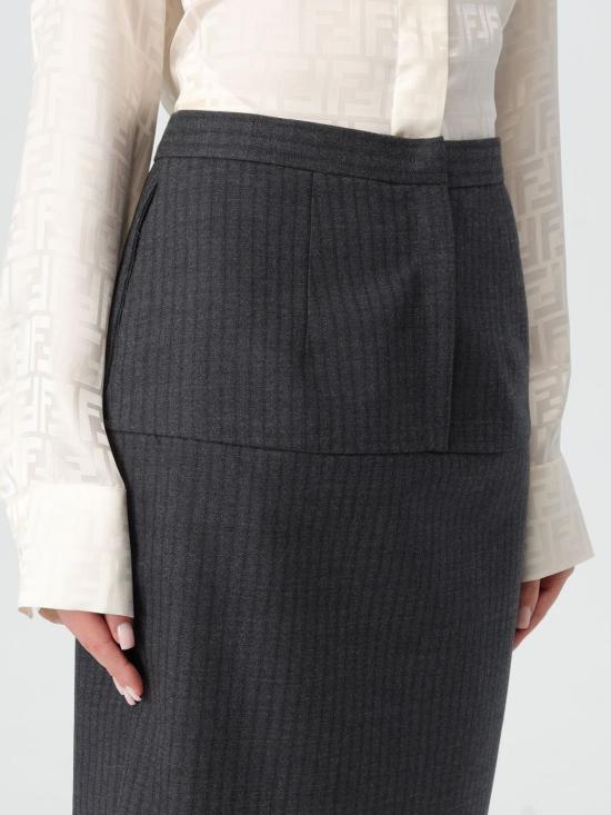 24FW 펜디 미디 스커트 FQ7590ASZ3 F0TY6 Grey - FENDI