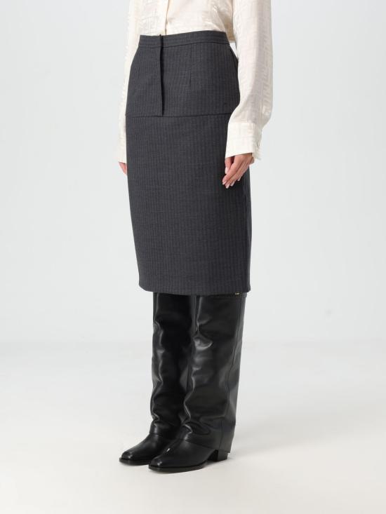 24FW 펜디 미디 스커트 FQ7590ASZ3 F0TY6 Grey - FENDI
