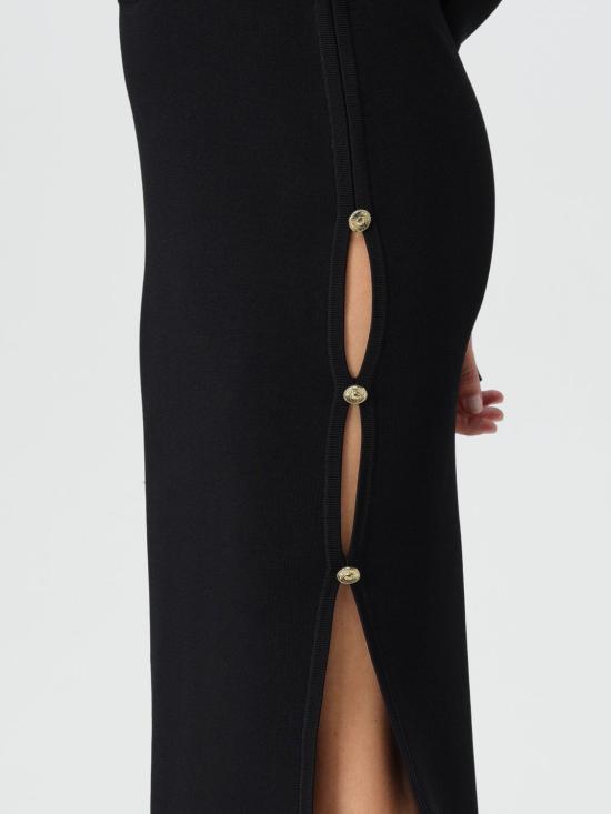 24FW 베르사체 미디 스커트 77HAEMB1CM61H 899 Black - VERSACE