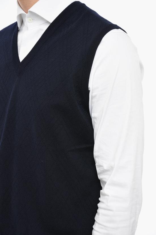  꼬르넬리아니 니트 베스트 80M508 7825100 001 Blue - CORNELIANI