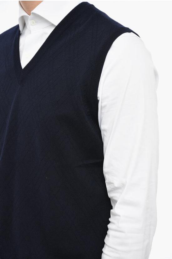  꼬르넬리아니 니트 베스트 80M508 7825100 001 Blue - CORNELIANI