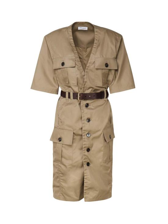  생로랑 미디 원피스 790089Y3A992611 Beige - SAINT LAURENT