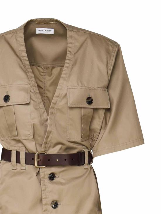  생로랑 미디 원피스 790089Y3A992611 Beige - SAINT LAURENT