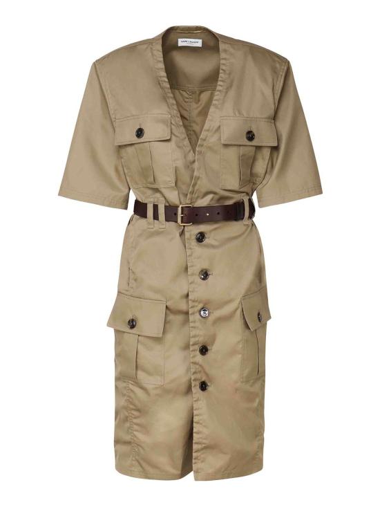  생로랑 미디 원피스 790089Y3A992611 Beige