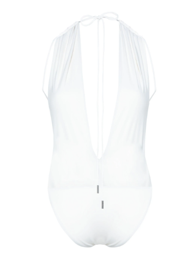  생로랑 백리스 브이 홀터 스윔수트 783574 Y37PG9078 Bianco crema - SAINT LAURENT