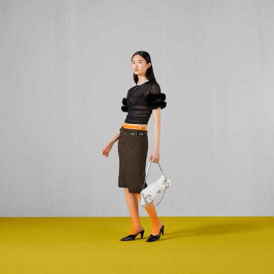  구찌 미디 스커트 759793 ZAOOE2413 Dark brown - GUCCI