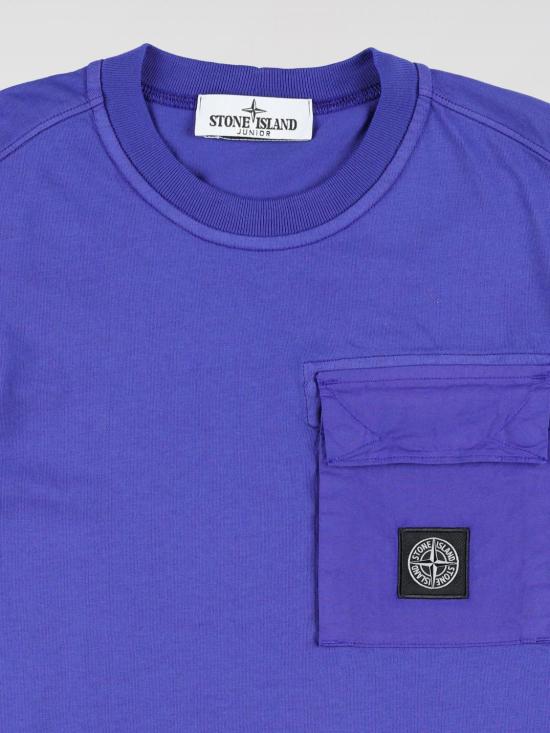  [키즈] 스톤 아일랜드 티셔츠 20247 V0022 Blue 1 - STONE ISLAND