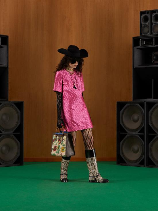  구찌 숏 원피스 703817ZAIDC 5628 Fuchsia - GUCCI