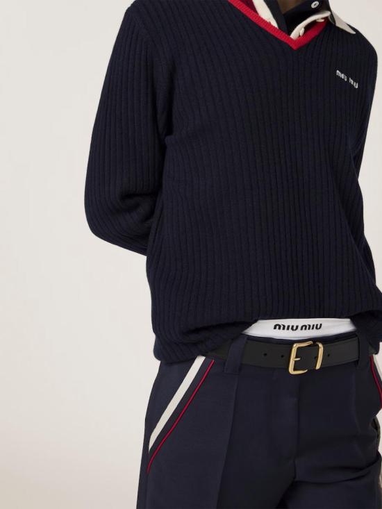 26FW 미우미우 스트레이트 팬츠 MP1840SOOO12I1 F0124 NAVY - MIU MIU