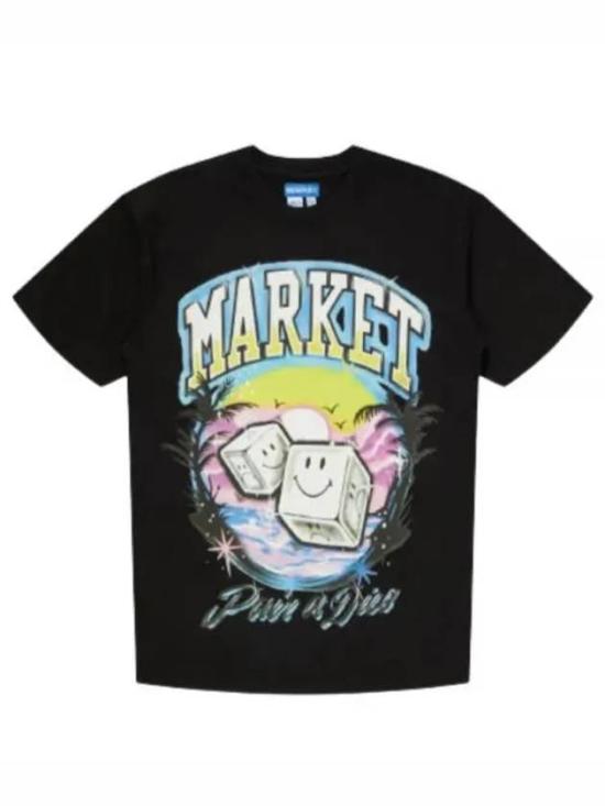  마켓 반팔 티셔츠 399001360 WASHED BLACK DOM