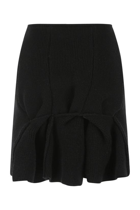  보테가베네타 백 고데 디테일 울 숏 스커트 680005V1CN0 1000 - BOTTEGA VENETA