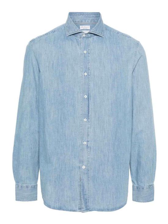 26SS 브루넬로 쿠치넬리 프렌치 칼라 이지 핏 경량 데님 셔츠 MH1920627C8331