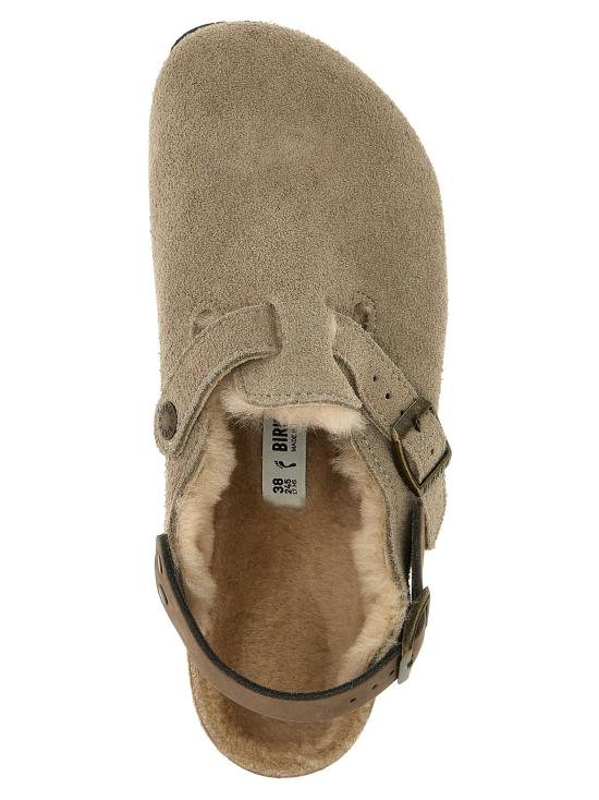 25FW 버켄스탁 Tokio 토키오 시어링 스웨이드 버클 클로그 뮬 샌들 1028349TAUPE Gray - BIRKENSTOCK