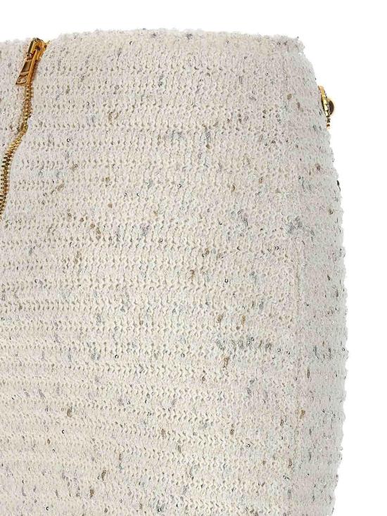 24FW 발망 숏 스커트 CF1LB049KF46GAD White - BALMAIN