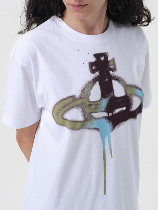  비비안웨스트우드 반팔 티셔츠 3G01001CJ001MGOD A401GO White - VIVIENNE WESTWOOD