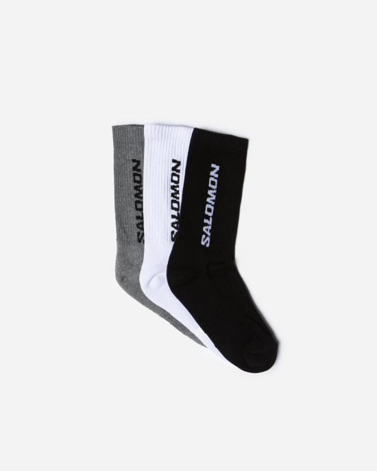 26FW 살로몬 양말 LC2086200 BLACK WHITE MED GREY MELANGE DOM