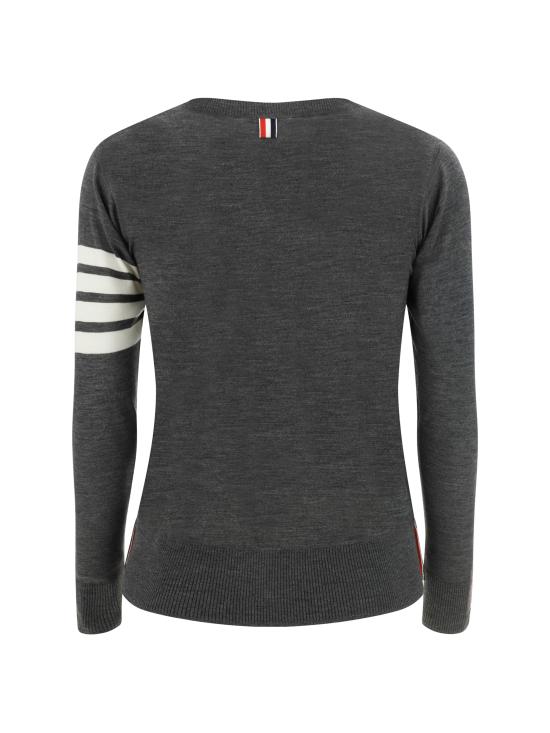 26SS 톰브라운 RWB 사선완장 메리노울 크루넥 니트 MKA002AY1014 038 GREY - THOM BROWNE