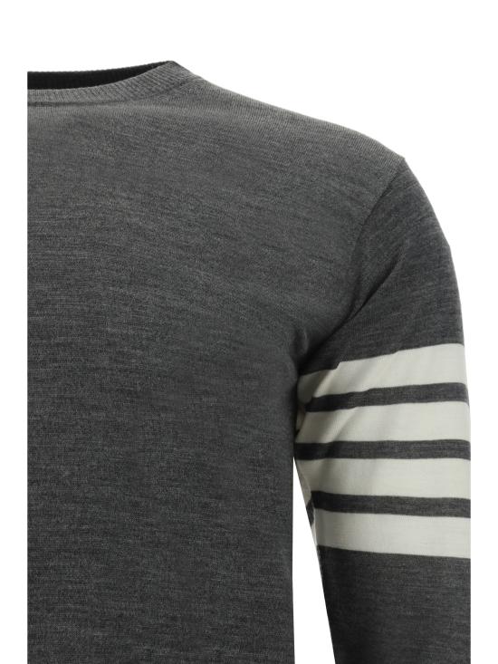 26SS 톰브라운 RWB 사선완장 메리노울 크루넥 니트 MKA002AY1014 038 GREY - THOM BROWNE