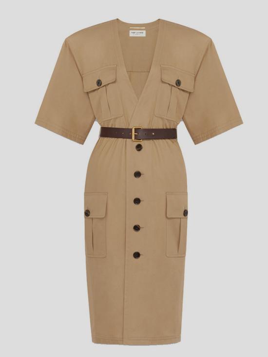 24FW 생로랑 미디 원피스 790089 Y3A992611 Beigefonce