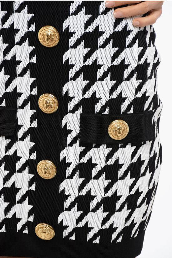  발망 원피스 YF1R4036KC17 EAB Black White - BALMAIN