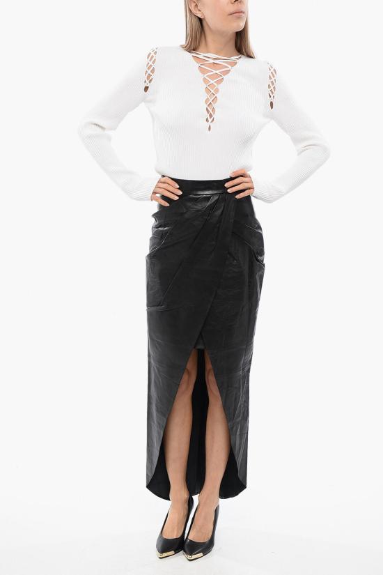  발망 롱 스커트 XF1LD130LB27 0PA Black - BALMAIN