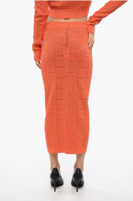  발망 스커트 XF1LD041KB16 2AF Orange - BALMAIN