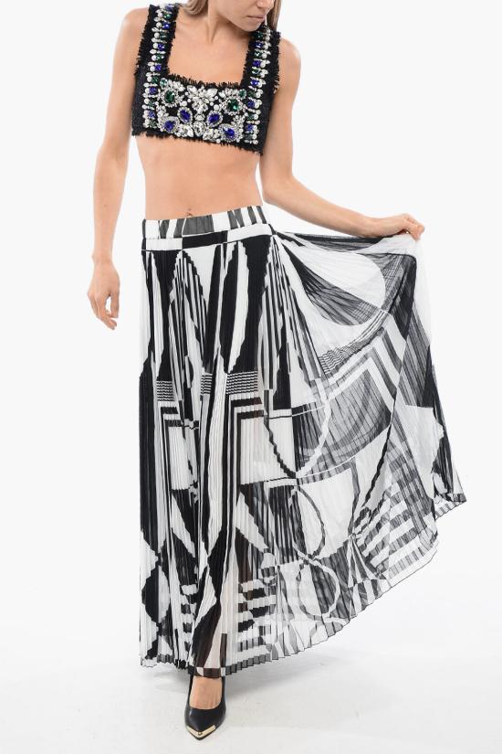  발망 롱 스커트 TF04477I474 EAB Black White - BALMAIN