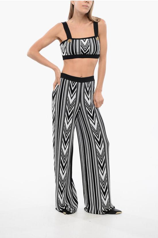  발망 스트레이트 팬츠 XF1PQ035KB33 EAB Black White - BALMAIN