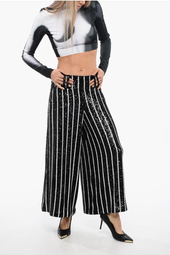  발망 스트레이트 팬츠 WF1PQ015X489 EAB Black White - BALMAIN