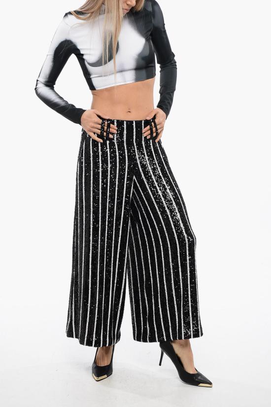  발망 스트레이트 팬츠 WF1PQ015X489 EAB Black White - BALMAIN