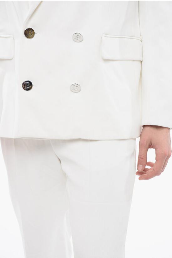  발망 / 남성 더블 브레스트 비스코스 블레이저 자켓 XH0SI001VC20 0FA White BPG - BALMAIN
