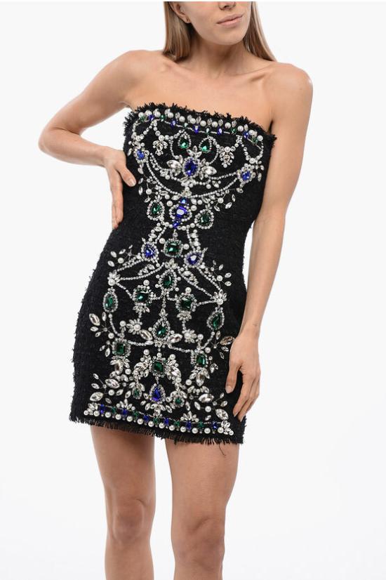  발망 숏 원피스 XF1R1001PB01 EAH Black - BALMAIN