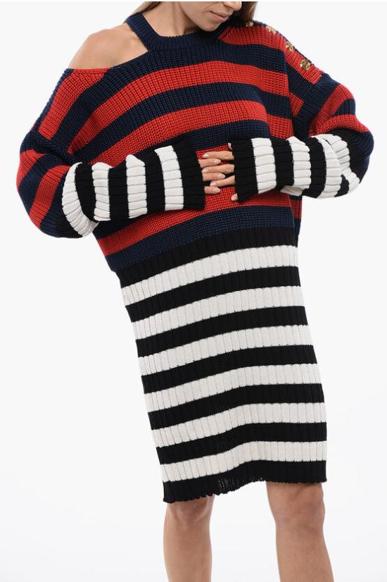  발망 미디 원피스 WF0RF020K339 MAU Multicolor - BALMAIN