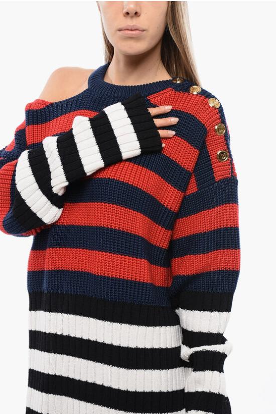  발망 미디 원피스 WF0RF020K339 MAU Multicolor - BALMAIN