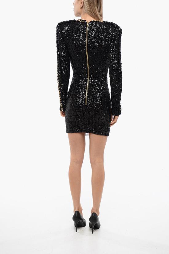  발망 숏 원피스 XF0R9335PB15 EAD Black - BALMAIN