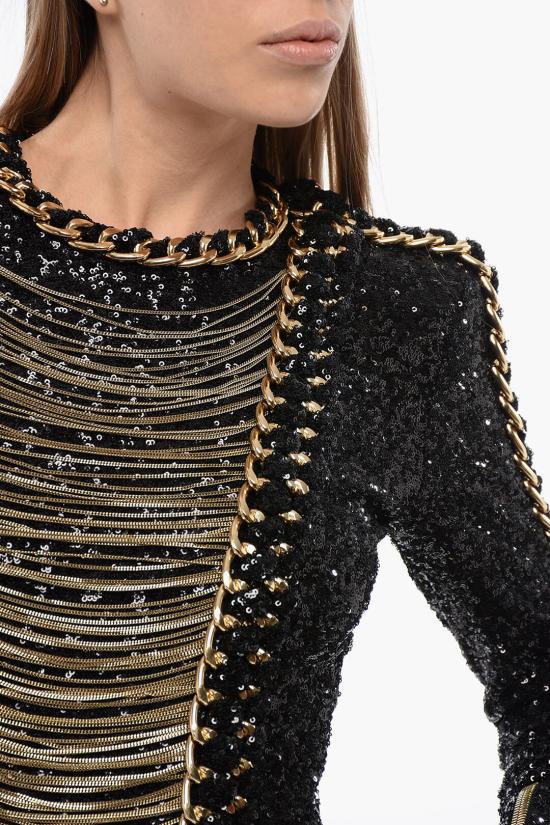  발망 숏 원피스 XF0R9335PB15 EAD Black - BALMAIN