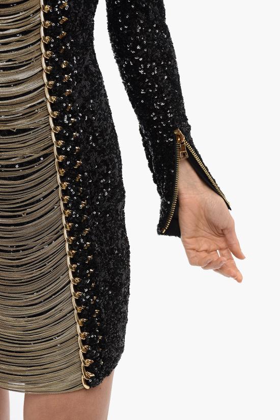  발망 숏 원피스 XF0R9335PB15 EAD Black - BALMAIN