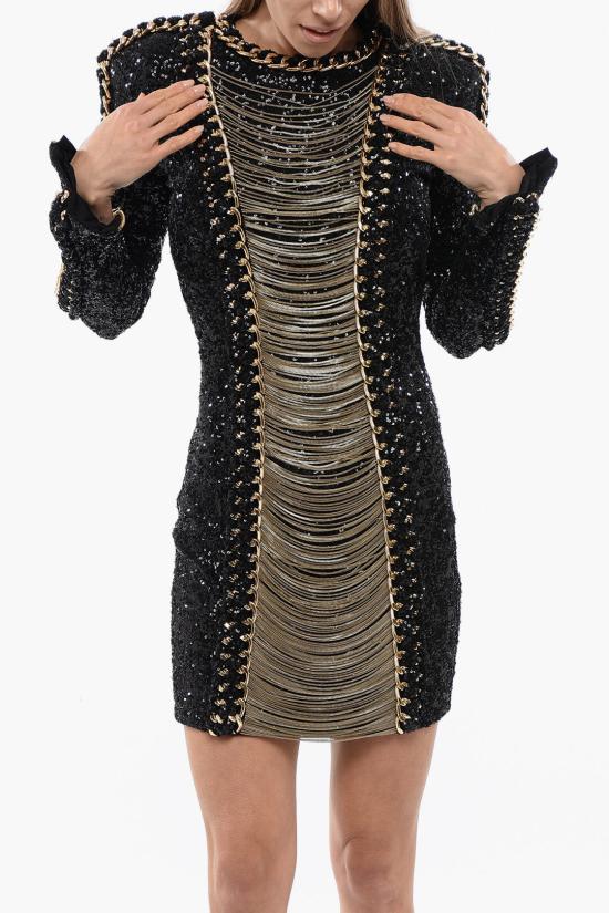  발망 숏 원피스 XF0R9335PB15 EAD Black - BALMAIN