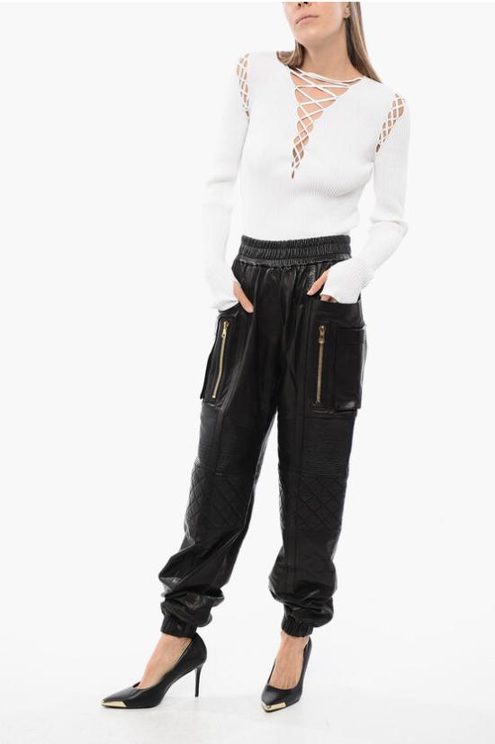  발망 스트레이트 팬츠 XF0QG015LB32 0PA Black - BALMAIN