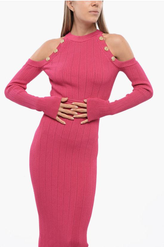  발망 미디 원피스 YF1RL035KB39 4AM Pink - BALMAIN