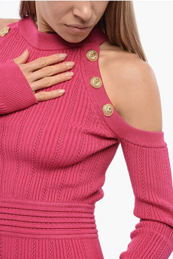  발망 미디 원피스 YF1RL035KB39 4AM Pink - BALMAIN