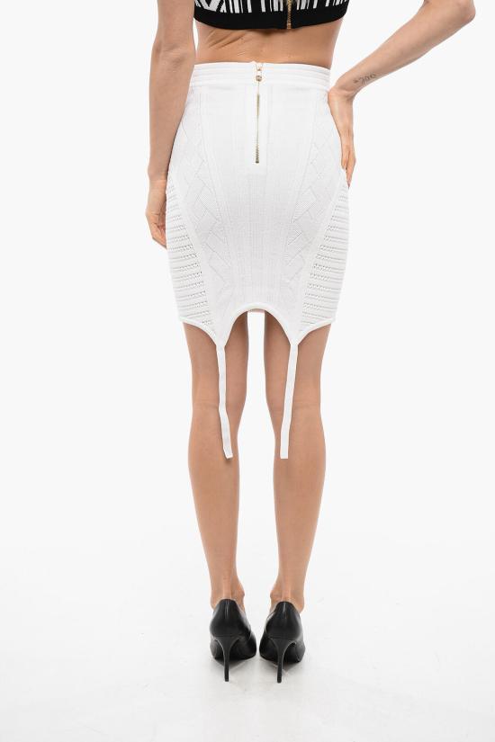  발망 숏 스커트 YF1LB481KC28 0FA White - BALMAIN