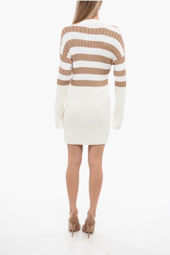  발망 원피스 XF1RF020KB20 GIK Bianco Marrone - BALMAIN