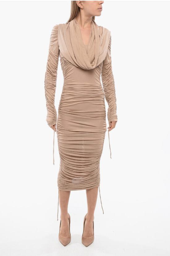  발망 미디 원피스 XF0RL015JC20 0AP Beige