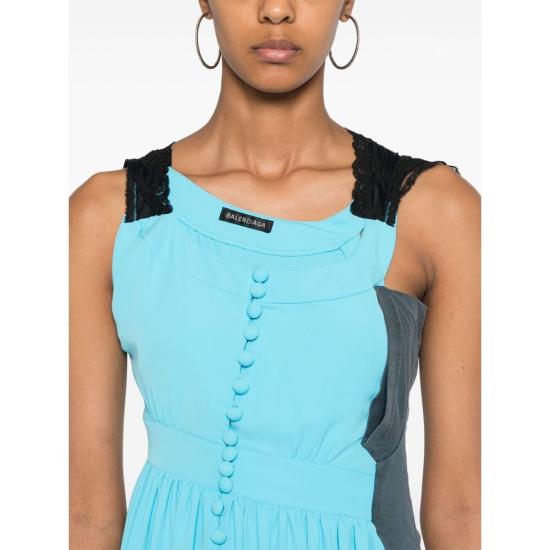 24FW 발렌시아가 롱 원피스 809047 TRO21 4850 BLUE - BALENCIAGA