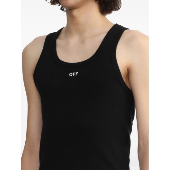 25SS 오프화이트 민소매 티셔츠 OMUY006C99JE R001 1001 BLACK - OFF WHITE