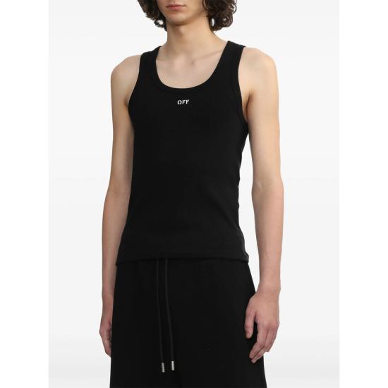 25SS 오프화이트 민소매 티셔츠 OMUY006C99JE R001 1001 BLACK - OFF WHITE