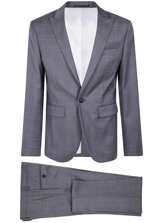25SS 디스퀘어드2 수트 세트 S74FT0486 D35176 001F GREY BLUE CHECK - DSQUARED2