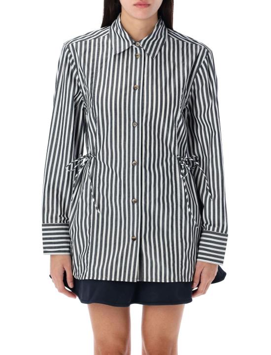 25SS 가니 블라우스 W00966475 099 BLACK STRIPES